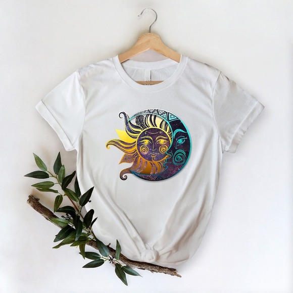Sun and Moon Shirt, Moon Shirt, Moon Bohemian Shirt, Gift For Moon Lover - Picture 1 of 2